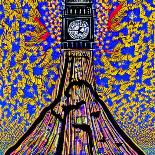 Prompt: big ben by fred tomaselli and joe fenton