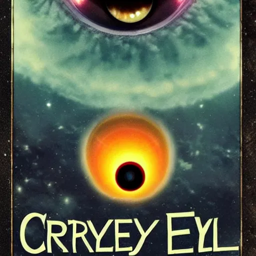 Image similar to creepy eyeball watching over the universe, movie poster,