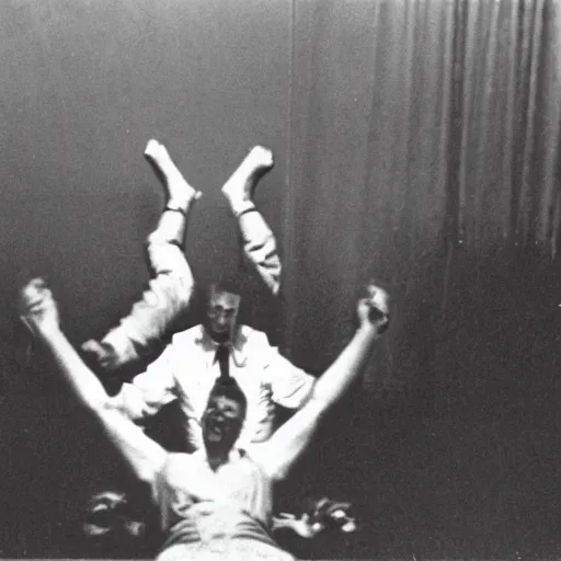 Prompt: a 1960 photo of exorcism