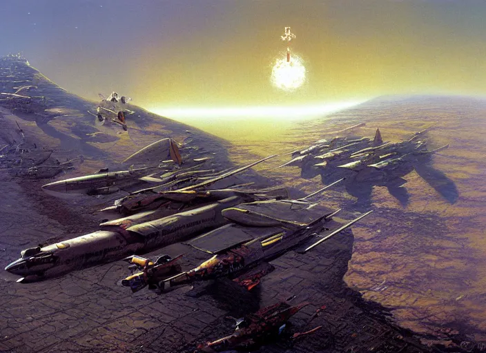 Prompt: war, matte painting, peter elson