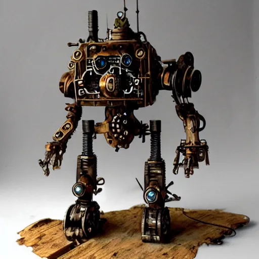 Image similar to steampunk mech. atmospheric. realistic