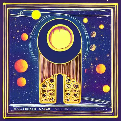 Prompt: dreamy kalimba lullabies through space, science fiction