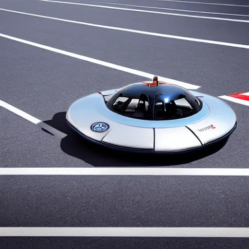 Image similar to bugatti hovercraft hovering above road, solar punk product photo