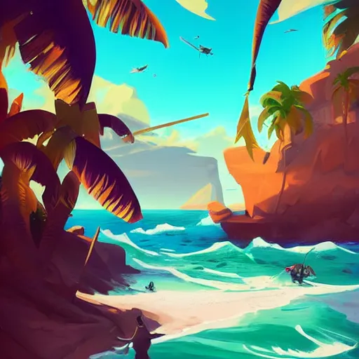 Image similar to painting treasure on sea of thieves game smooth median photoshop filter cutout vector, behance hd by jesper ejsing, by rhads, makoto shinkai and lois van baarle, ilya kuvshinov, rossdraws global illumination