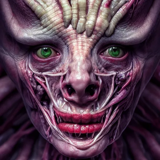 Prompt: female monster with translucent skin, visible muscles and veins and arteries and bones and spine and nerves, beautiful detailed intricate insanely detailed octane render, 8K artistic photography, photorealistic, chiaroscuro, by David Cronenberg, Raphael, Caravaggio