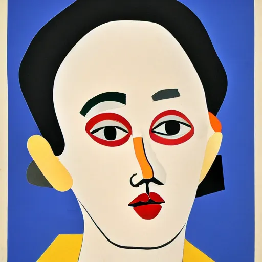 Prompt: a portrait a very ordinary person, by Henri Matisse, cut-out paper collage, flat bold color, facing front, anatomically correct, beautiful perfect face, sharp focus, Highly Detailed, 8k, HD