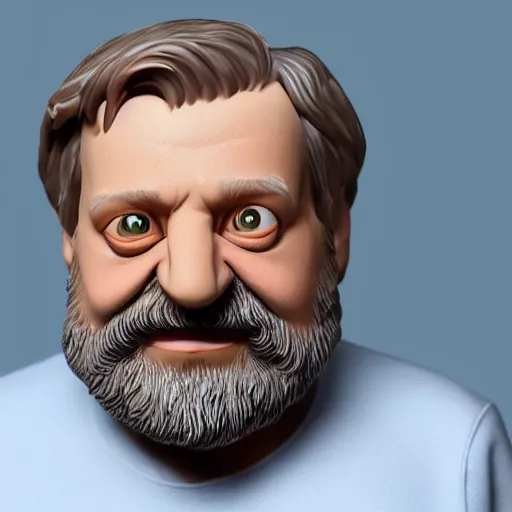 Image similar to slovenly slavoj zizek as a funko pop. 3 d render, 8 k, corona renderer, ray tracing