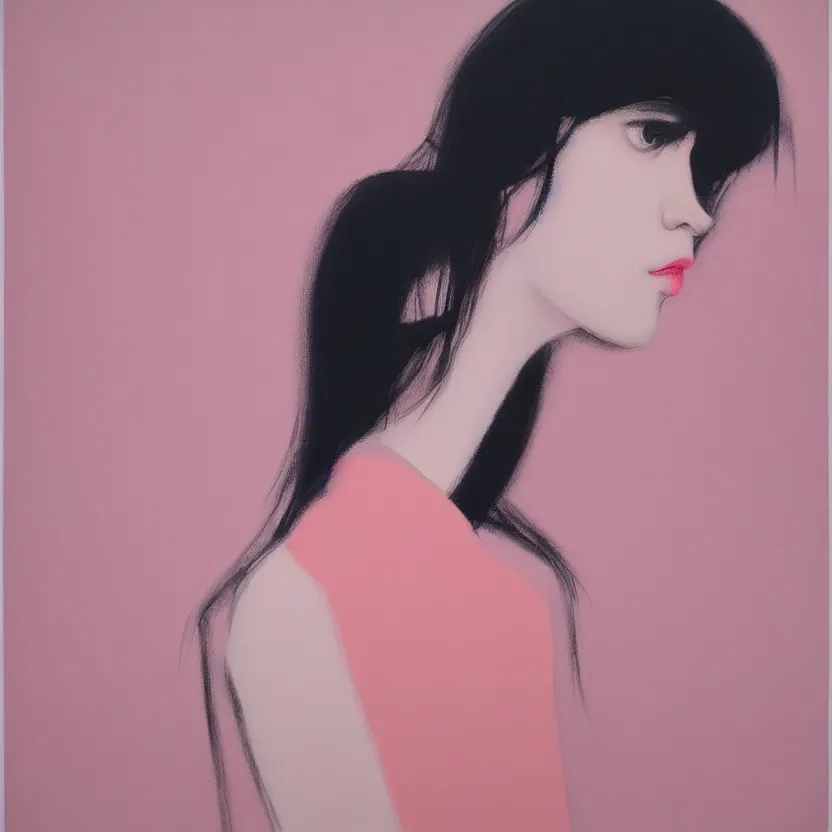 Prompt: neo - pop fine art figurative painting with modern youth culture influences by yoshitomo nara in an aesthetically pleasing natural and pastel color tones