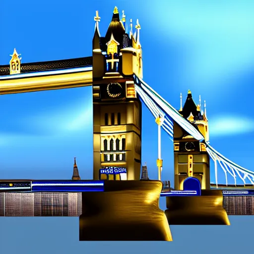 Prompt: Tower Bridge with Big Ben towers digital art unreal engine