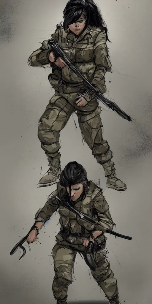 Image similar to a female peshmerga turning into a wolf, by Rafael Albuquerque, trending on Artstation