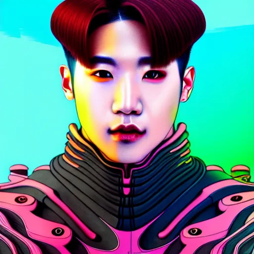 Prompt: portrait painting of a cyborg jackson wang from got 7, sharp focus, award - winning, trending on artstation, masterpiece, highly detailed, intricate. art by josan gonzales and moebius and deathburger