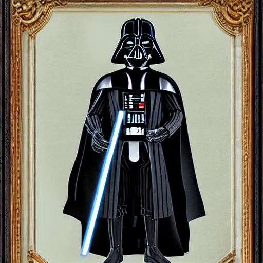 Image similar to darth vader as a victorian maid