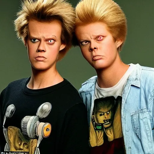 Prompt: the beavis and butthead live - action movie played by teenage actor look - alikes with highly detailed correctly proportioned faces