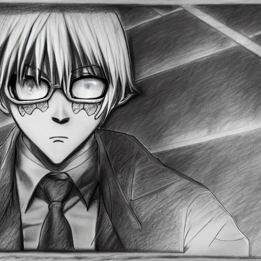 Image similar to a very detailed pencil drawing of a tokyo ghoul manga panel 4 k, high resolution, still, landscape, hd, dslr, hyper realistic, sketch