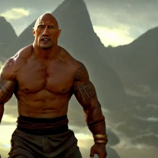 Prompt: Dwayne Johnson is The Boulder!, Avatar: The Last Airbender!, cinematic shot