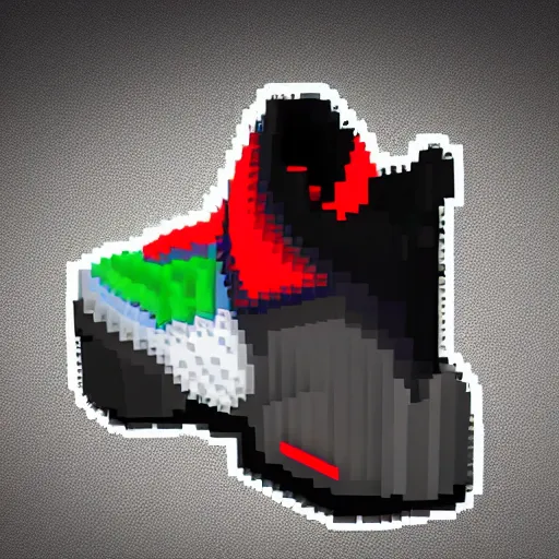 Prompt: air jordan sneaker, pixelated, mindcraft, artstation, 3 d render,