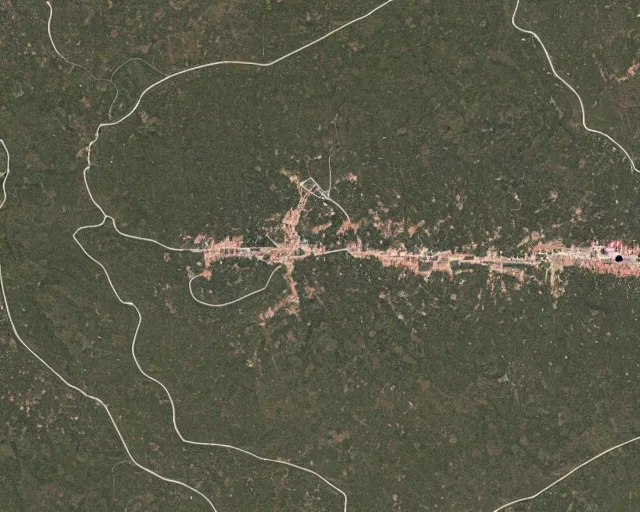 Image similar to satellite view of a town shaped like an alligator