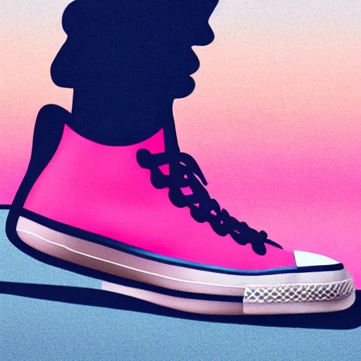 Image similar to a photoshoot for a yzy gap and converse collaboration clothing line, 8 k concept art, golden hour, vintage, pink skies, cloudy, dreamy, extremely detailed