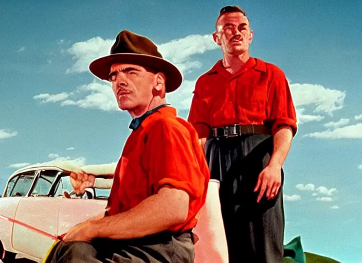 Image similar to a movie still from the 1955 musical Breaking Bad, in full technicolor, cinematic