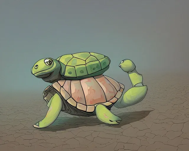 Image similar to a study of cell shaded cartoon turtle with a video camera for a head and 6 legs, on a desert road, illustration, wide shot, subtle colors, post grunge, concept art by josan gonzales and wlop, by james jean, victo ngai, highly detailed, sharp focus, trending on artstation, hq, deviantart, art by artgem