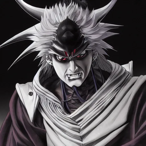 Image similar to demon samurai , short hair, made by Yusuke Murata, Tomohiro Shimoguchi, Takeshi Obata, Masakazu Katsura, ArtStation, CGSociety