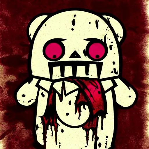 Image similar to dark art grunge vector sketch of a teddy bear with bloody eyes by - invader zim, horror theme, detailed, elegant, intricate