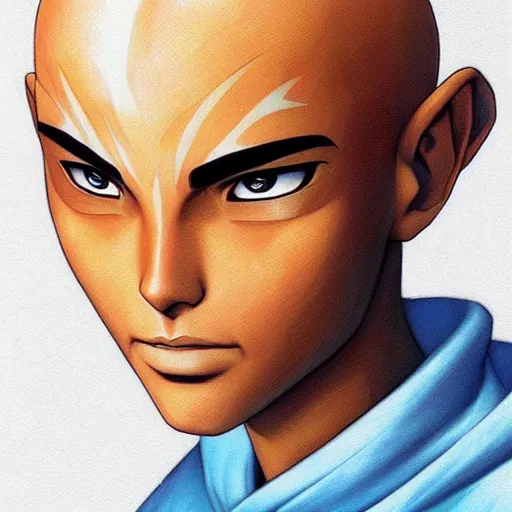 Image similar to aang from avatar the last airbender by artgerm, photorealistic, intricate detail