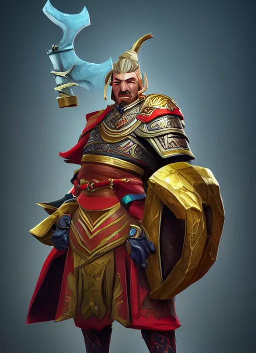 Image similar to genghis khan, league of legends character select art, digital art, octane render