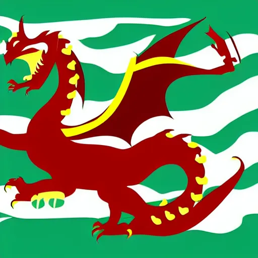 Image similar to vector art of welsh dragon and panda mixed, intercrossed, chimera, welsh flag, adobe illustrator