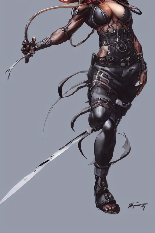 Prompt: a Hyung tae Kim concept art of female ninja character on a render by the artist Hyung tae Kim , highly detailed, sharp focus, Jiyun Chae, Joe Madureira, Trending on Artstation by Hyung tae Kim, artbook, Stanley Artgerm Lau, WLOP, Rossdraws and Greg Rutkowski