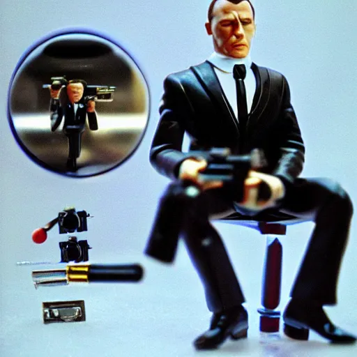 Prompt: photo of james bond toy, macro photo,