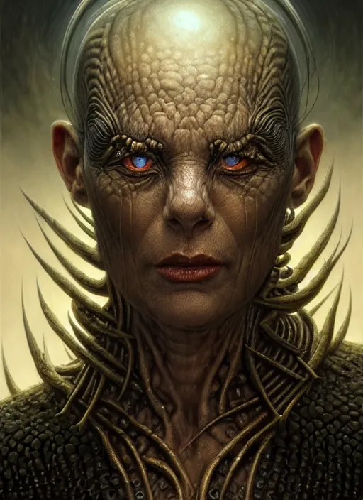 Image similar to closeup portrait shot of a ancient evil in a scenic dystopian environment, intricate, elegant, highly detailed, centered, digital painting, artstation, concept art, smooth, sharp focus, illustration, artgerm, tomasz alen kopera, peter mohrbacher, donato giancola, joseph christian leyendecker, wlop, boris vallejo