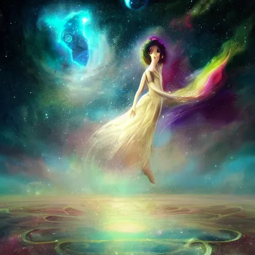 Prompt: somewhere in the cosmos we shall meet beautiful magical details and accents, astral cosmic illustration, by pablo amaringo, amazing background, cinematic lighting, colorful textured detail, wonderland storybook illustration, sharp images, 3 - d 8 k, high resolution, in the style of anne stokes, tom bagshaw, alexis franklin, elena masci, pawel rebisz