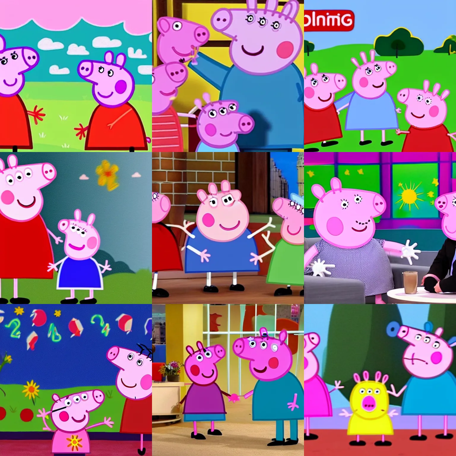Prompt: peppa pig becoming disillusioned with climate acitivism and going on good morning britain