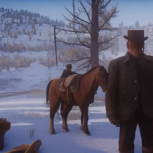 Image similar to Film still of Homer Simpson in Red Dead Redemption 2 (2018 video game)
