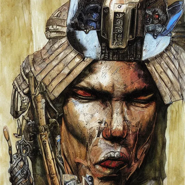 Prompt: artwork by Enki Bilal showing Horus