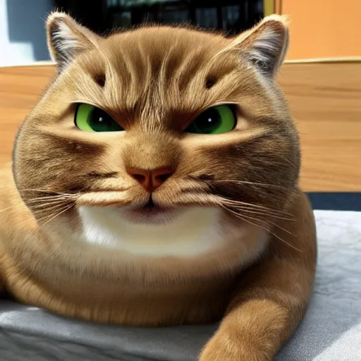 Image similar to garfield in real life, garfield is bald, bald garfield, bald, photo