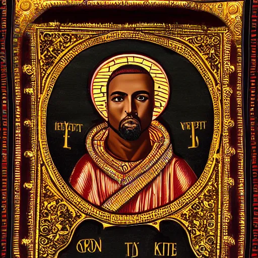 Image similar to saint kanye west byzantine roman vatican art