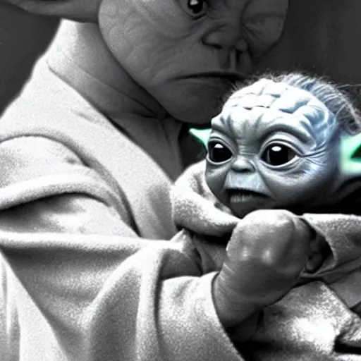 Prompt: a film still of baby yoda's kid training in star wars realistic, detailed