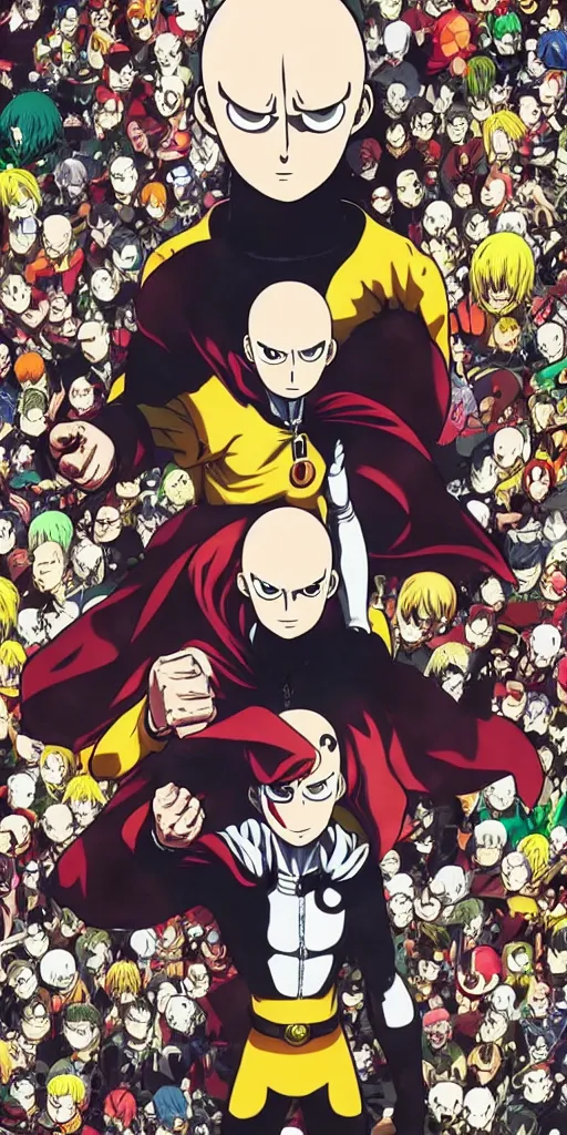 Beautiful Anime key visual of One Punch Man season 3,, Stable Diffusion