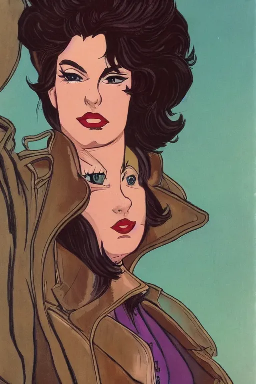 Prompt: portrait of an attractive young female antagonist, center focus, wearing leather jacket, in city street, detailed face, artwork by ralph bakshi