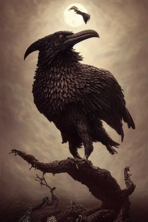 Prompt: Intricate stunning highly detailed surreal ravens by agostino arrivabene and Vladimir Kush, sculpture, ultra realistic, Horror, dramatic lighting, full moon, blood moon, thick black swirling particle smoke tornado, fire embers, trending on artstation