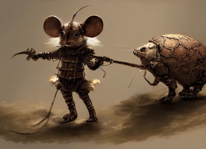 Image similar to ashigaru steampunk mouse, lacquered armor, polearm glaive, cute but determined, hard focus, art station, by jessica rossier and brian froud, cinematic