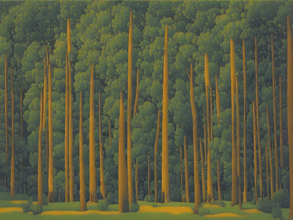 Prompt: apocalypse in the cypresses forest. painting by felix vallotton