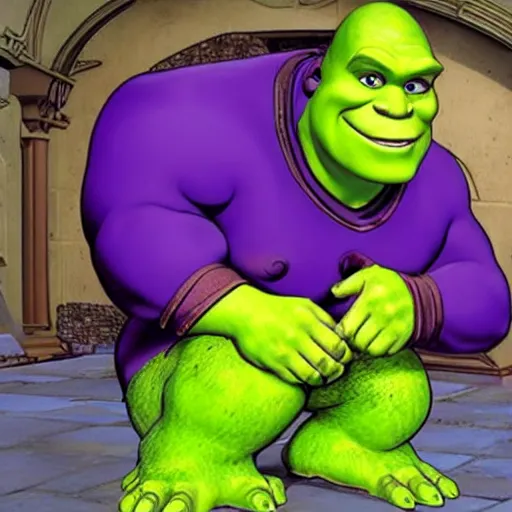 Prompt: a hybrid between Shrek and Thanos