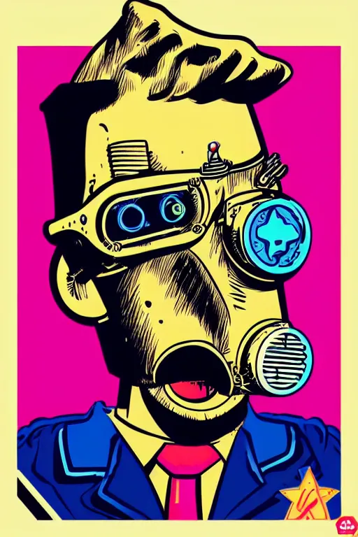 Image similar to fallout 7 6 retro futurist illustration art by butcher billy, sticker, colorful, illustration, highly detailed, simple, smooth and clean vector curves, no jagged lines, vector art, smooth andy warhol style