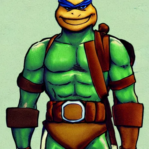 Image similar to Character portrait of Raphael from the Teenage Mutant Ninja Turtles in the style of Suikoden 2