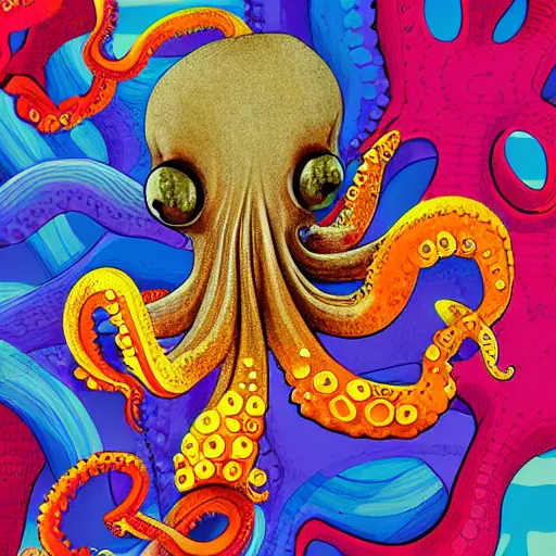 Prompt: abstraction, realistic octopus, realistic illustration