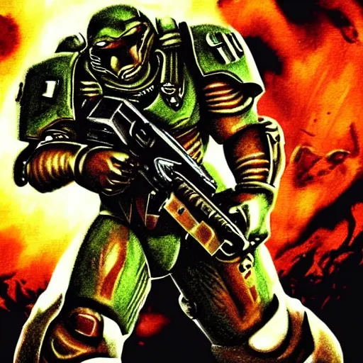 Prompt: doomguy from doom 3