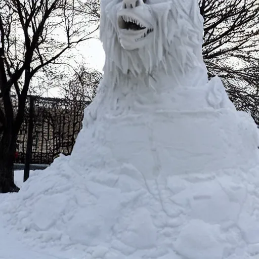Prompt: a snow sculpture of john snow from game of thrones